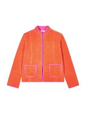Maria de la Orden Fittonia Velvet Jacket in Orange Pink